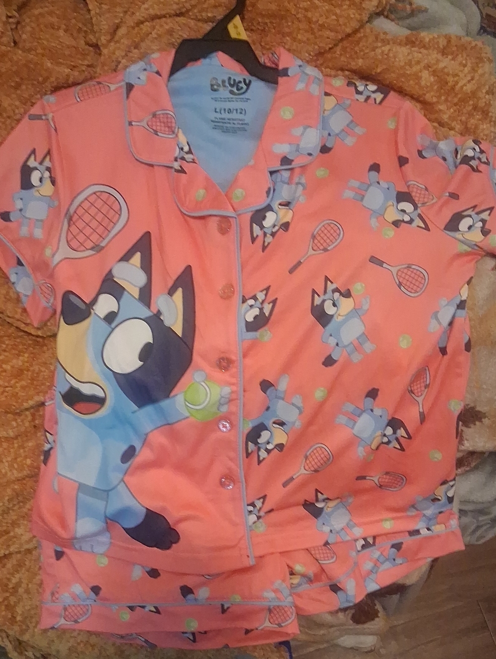 Bluey Coral Tennis Print Kids Pajama Set